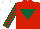 Silk - Red, dark green inverted triangle, red and dark green striped sleeves, white cap