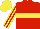 Silk - Red, yellow hoop, red and yellow striped sleeves, yellow cap