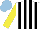 Silk - White, black stripes, yellow sleeves, light blue cap