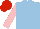 Silk - Light blue, pink sleeves, red cap