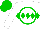 Silk - White, green circle, green diamond hoop, green cap