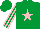 Silk - Emerald, pink star, pink stripes on sleeves, pink stripes on emerald cap