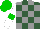 Silk - Hunter green and gray blocks, white sleeves, green hoop and cap