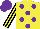 Silk - Yellow, purple spots, purple, black striped sleeves, purple cap
