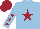 Silk - Light blue, maroon star, light blue sleeves, maroon stars, maroon cap