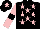 Silk - Black, pink stars, pink sleeves, black armlets, black cap, pink star