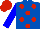 Silk - Royal blue, red spots, blue sleeves, red cap