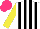 Silk - White, black stripes, yellow sleeves, hot pink cap