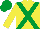 Silk - yellow, emerald green cross belts and cap