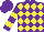 Silk - Purple, yellow diamonds, yellow hoops on purple sleeves,
