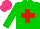 Silk - Green, red cross, hot pink cap