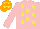 Silk - Pink,  yellow stars, orange cap with yellow stars