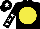 Silk - Black, yellow disc, black sleeves, white stars, black cap, white star