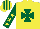 Silk - Yellow, dark green maltese cross, yellow stars on dark green sleeves, striped cap