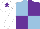 Silk - Light blue and purple (quartered), white sleeves, white cap, purple star