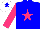 Silk -  blue, shocking pink star, sleeves and cap, blue star