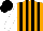 Silk - Orange and black stripes, white sleeves, black cap