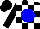 Silk - Black & white blocks, blue ball, black sleeves, black cap