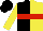 Silk - Black and yellow halves, red hoop, yellow sleeves