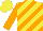 Silk - Yellow, orange diagonal stripes, orange sleeves, yellow cap
