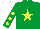 Silk - Emerald green, yellow star, emerald green sleeves, yellow spots, white cap