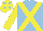 Silk - Light blue, yellow cross belts and sleeves, yellow cap, light blue spots