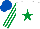 Silk - White, emerald green star, striped sleeves, royal blue cap