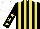 Silk - Black and yellow stripes, black sleeves, yellow stars, white cap