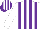 Silk - White, purple stripes,  purple and  white striped cap