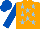 Silk - Orange, light blue stars, royal blue sleeves,royal blue cap
