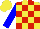 Silk - Yellow and red checked, blue sleeves