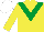 Silk - YELLOW, emerald green chevron, white cap