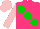 Silk - Hot pink, green large spots, pink sleeves, pink cap
