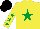 Silk - Yellow, emerald green star, yellow sleeves, emerald green stars, black cap