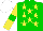 Silk - Green, yellow stars, sleeves with green armlets, white cap