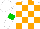 Silk - White and orange blocks, green hoop on white sleeves