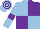 Silk - light blue, purple  quarters, light blue sleeves, purple armlets, light blue cap, purple hoops
