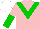 Silk - Pink, green chevron, pink, green halved sleeves, white cap
