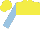 Silk - Yellow and white halved horizontally, light blue sleeves, yellow cap