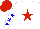 Silk - White, red star, blue stars on sleeves, red cap