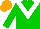 Silk - Green, white chevron, green arms, orange cap