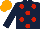 Silk - DARK BLUE, RED spots, DARK BLUE sleeves, ORANGE cap