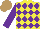Silk - Yellow, purple diamonds on & sleeves, yellow cap, light brown cap