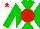 Silk - Green , white crossed sashes, red spot, white cap, red star cap