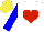 Silk - white, red heart, blue sleeves, yellow cap