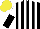 Silk - Black & white stripes, white & black halved sleeves, yellow cap