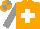 Silk - Orange, white cross, grey sleeves, orange and grey quartered cap