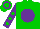 Silk - Green, purple ball, purple sleeves, green spots, green cap, purple hoop