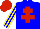 Silk - Blue, red cross of lorraine, blue and yellow stripes on sleeves, red cap