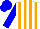 Silk - White and orange stripes, blue sleeves and cap